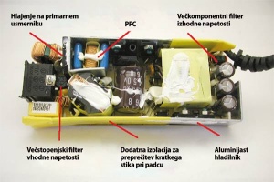 Razlike med cenenim (levo) in dražjim (zgoraj) napajalnikom za prenosne računalnike. Vir: Australia Professional Battery Blog